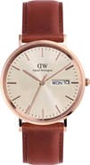 Daniel Wellington Classic Day Display St. Mawes Leather Strap Watch, 40mm