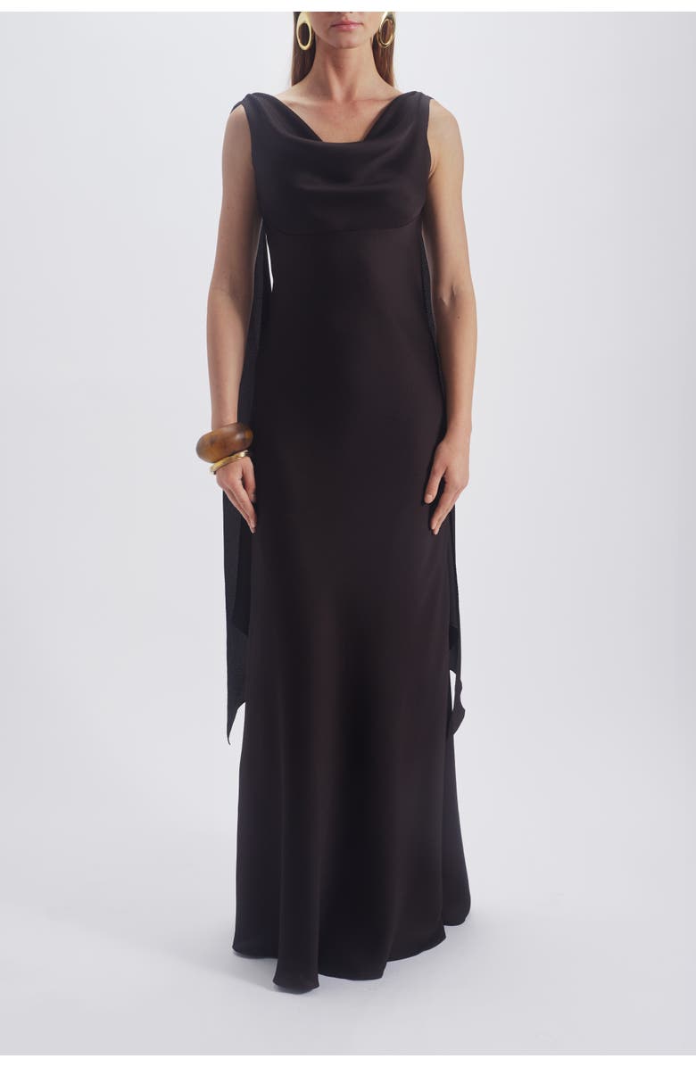 Amsale Bias Cut Streamer Dress, Main, color, Raisin