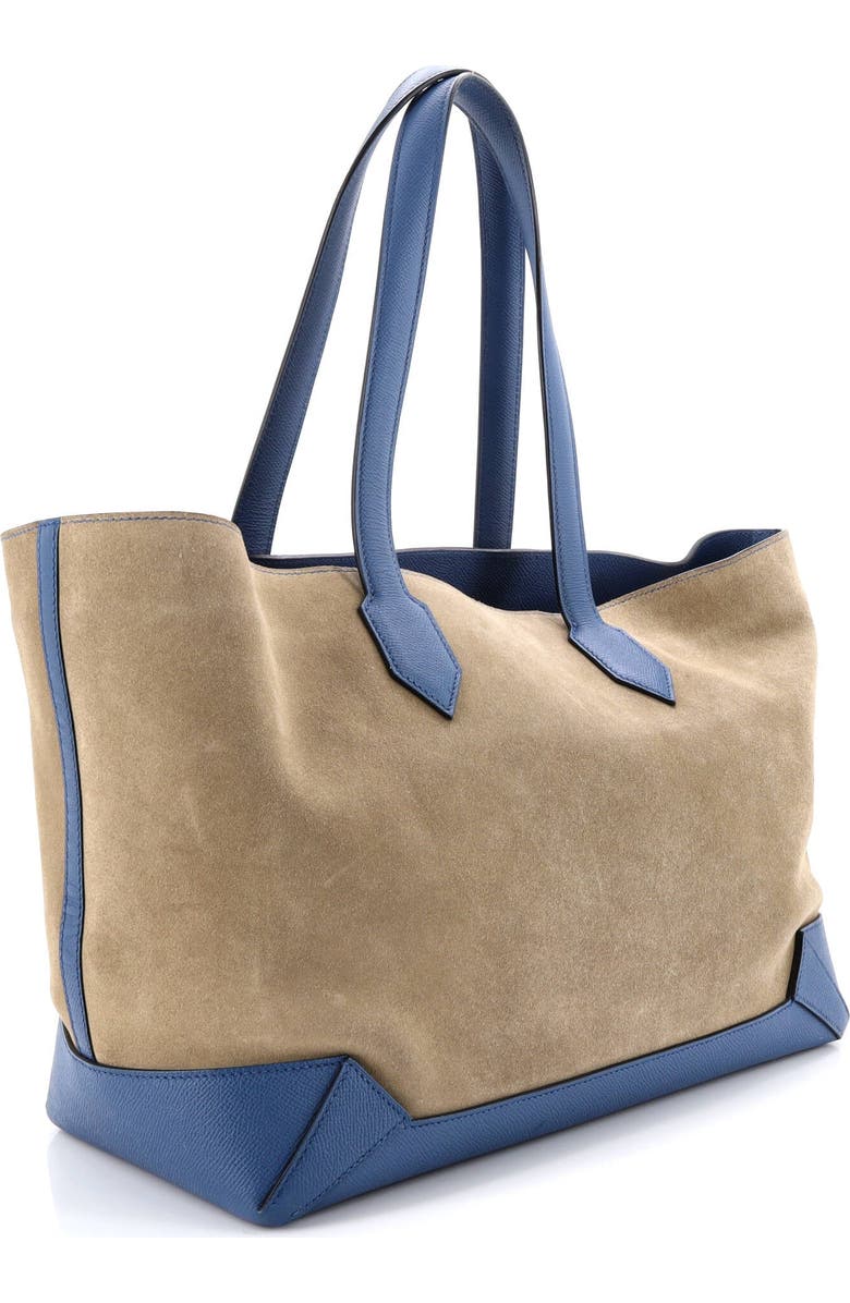 Pre-Owned Hermes Maxibox Cabas Doblis Suede with Epsom 36, Alternate, color, Bleu Brighton