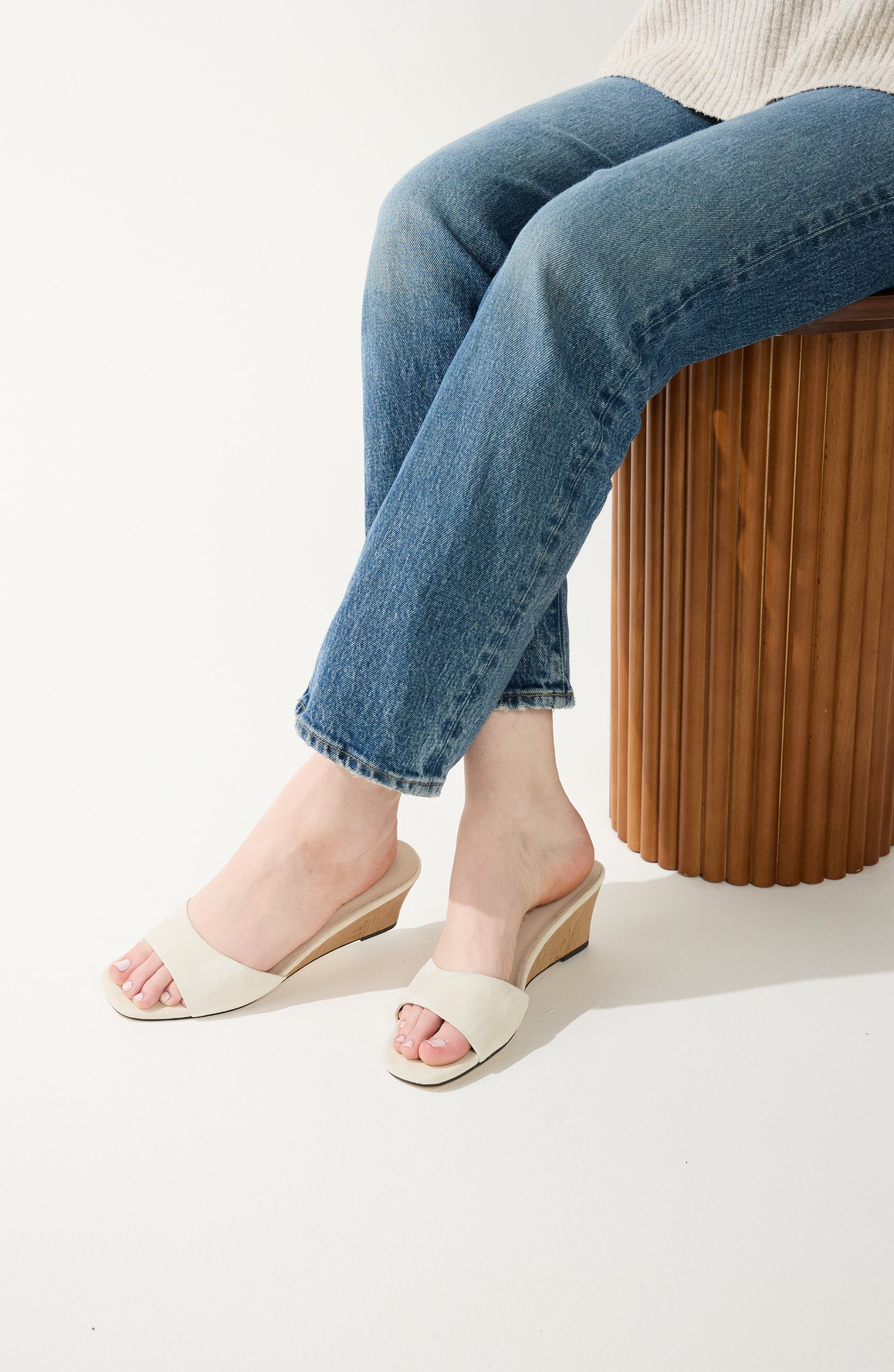 Jada Wedge Slide Sandal, Alternate, color, CREAM