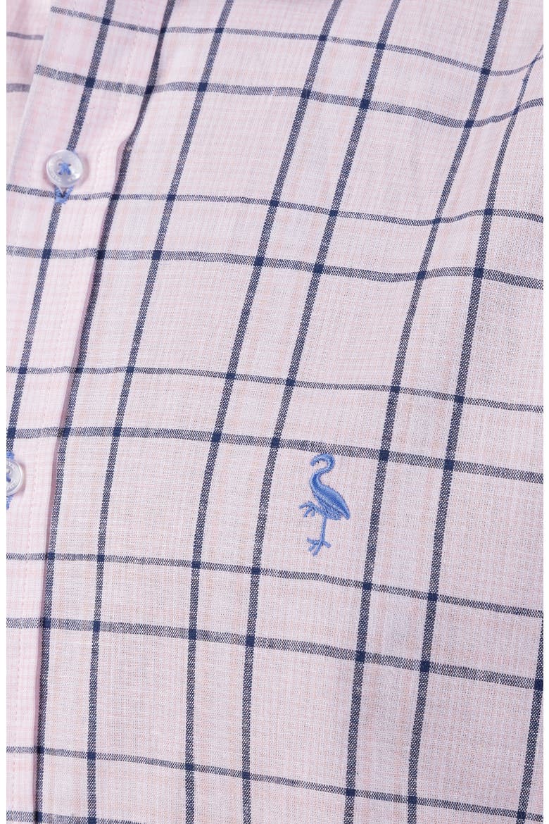 Plaid Linen Blend Button-Up Shirt, Alternate, color, LIGHT PINK