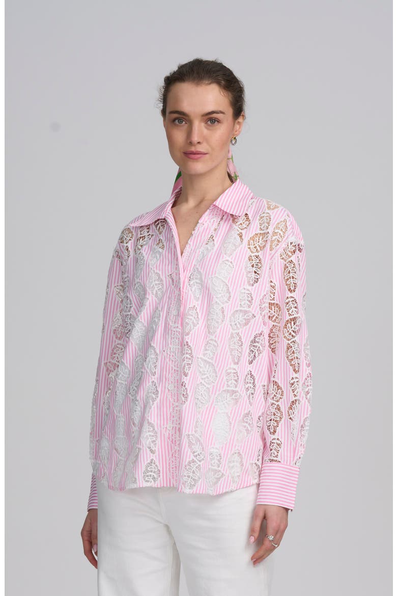 Lace Striped Shirt, Main, color, PINK MULTI