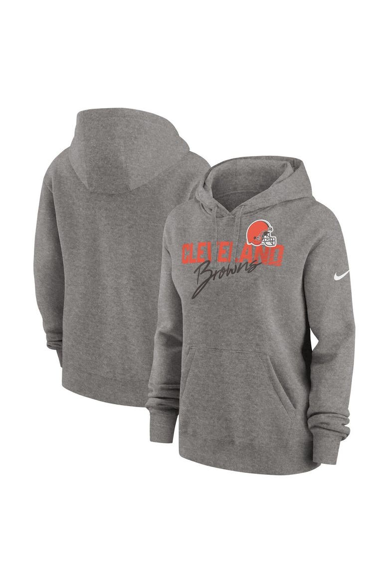 Women's Nike Heather Gray Cleveland Browns Wordmark Club Fleece Pullover Hoodie, Main, color, Heather Gray