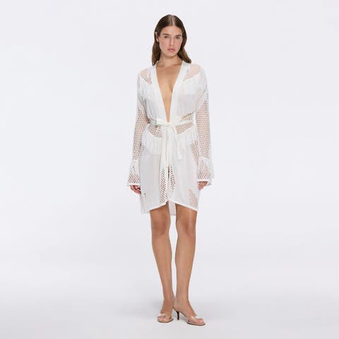 Kenga Knitted Knee-Length Long-Sleeve Belted Kaftan