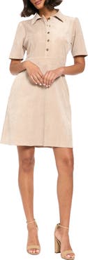 London Times Short Sleeve Inset Waist Shirtdress