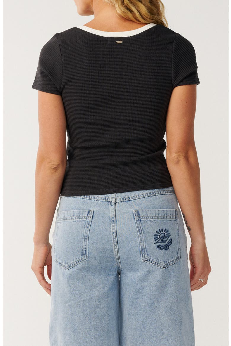 Retro Swell Lace-Up T-Shirt, Alternate, color, WASHED BLACK