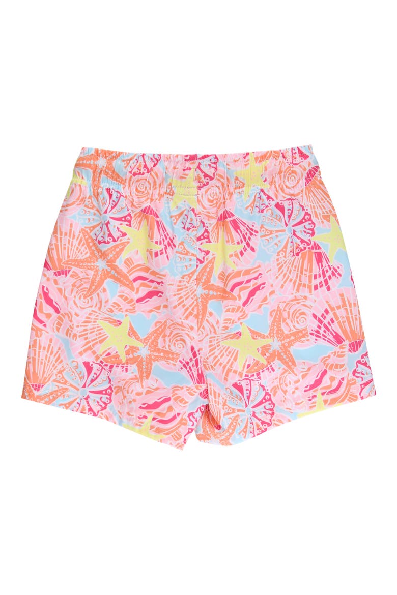 Kids' Sunset Seashells UPF 50+ Swim Trunks, Alternate, color, ORANGE