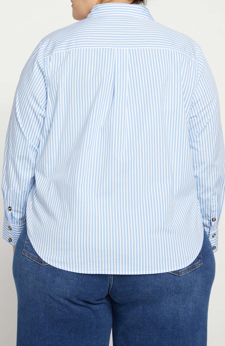 Universal Standard Elbe Stretch Poplin Shirt, Alternate, color, Blue/ White Stripe
