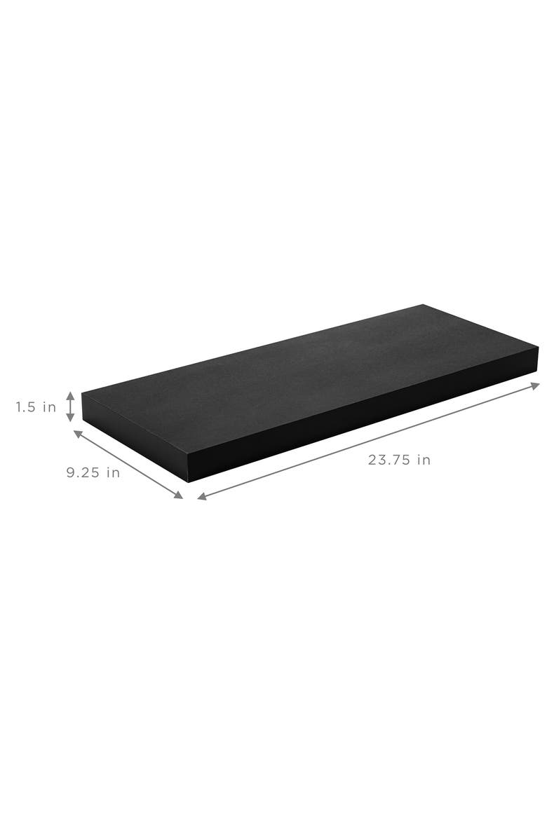 Set of 2 Floating Rectangle Wall Shelves, Alternate, color, BLACK
