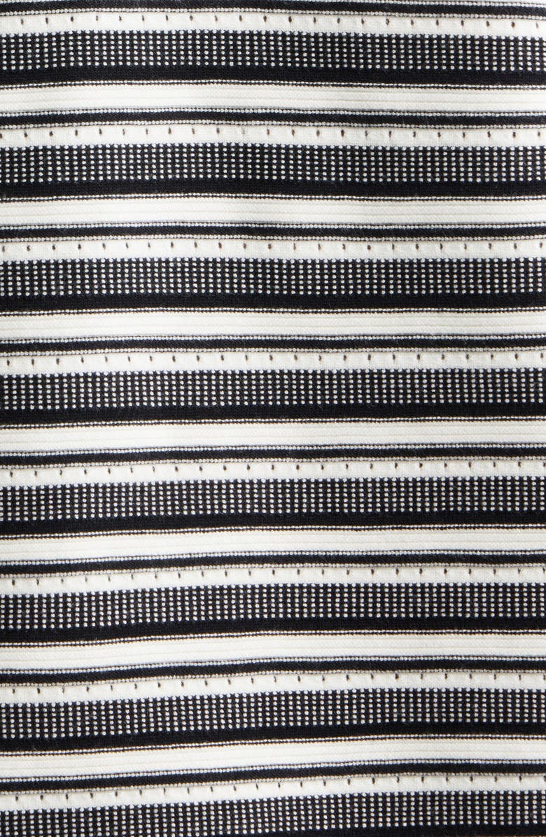 Topman Oversize Textured Stripe Johnny Collar Polo, Alternate, color, Black Multi