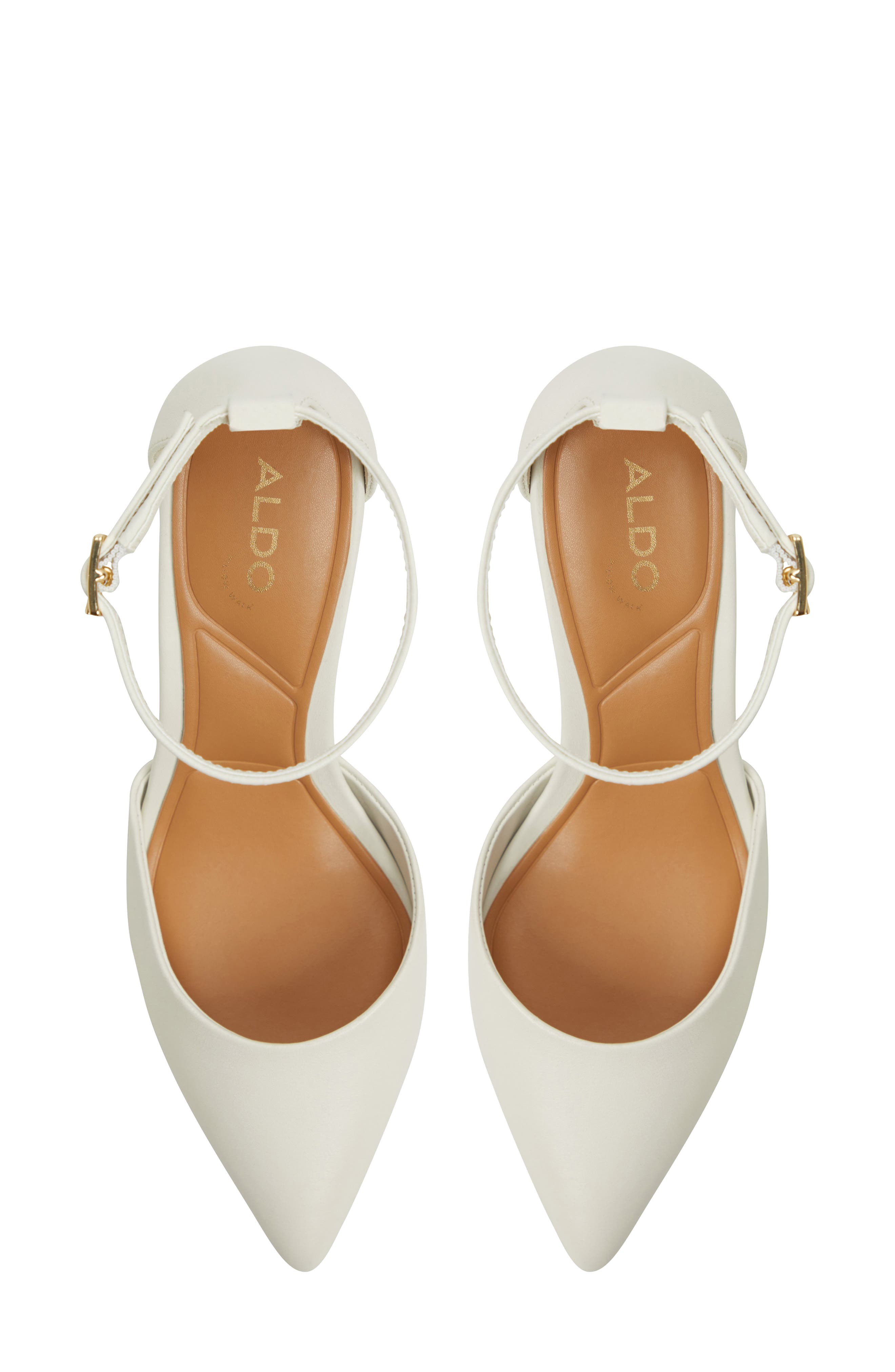 ALDO Jan Ankle Strap Pointed Toe Pump, Alternate, color, White