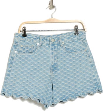 Scalloped Denim Shorts