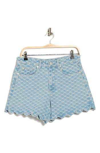 Blanknyc Scalloped Denim Shorts In Blue