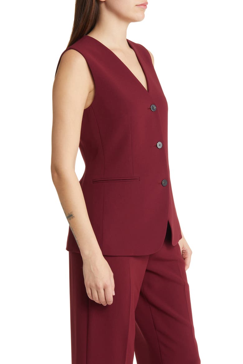 Admiral Crepe Vest, Alternate, color, CURRANT