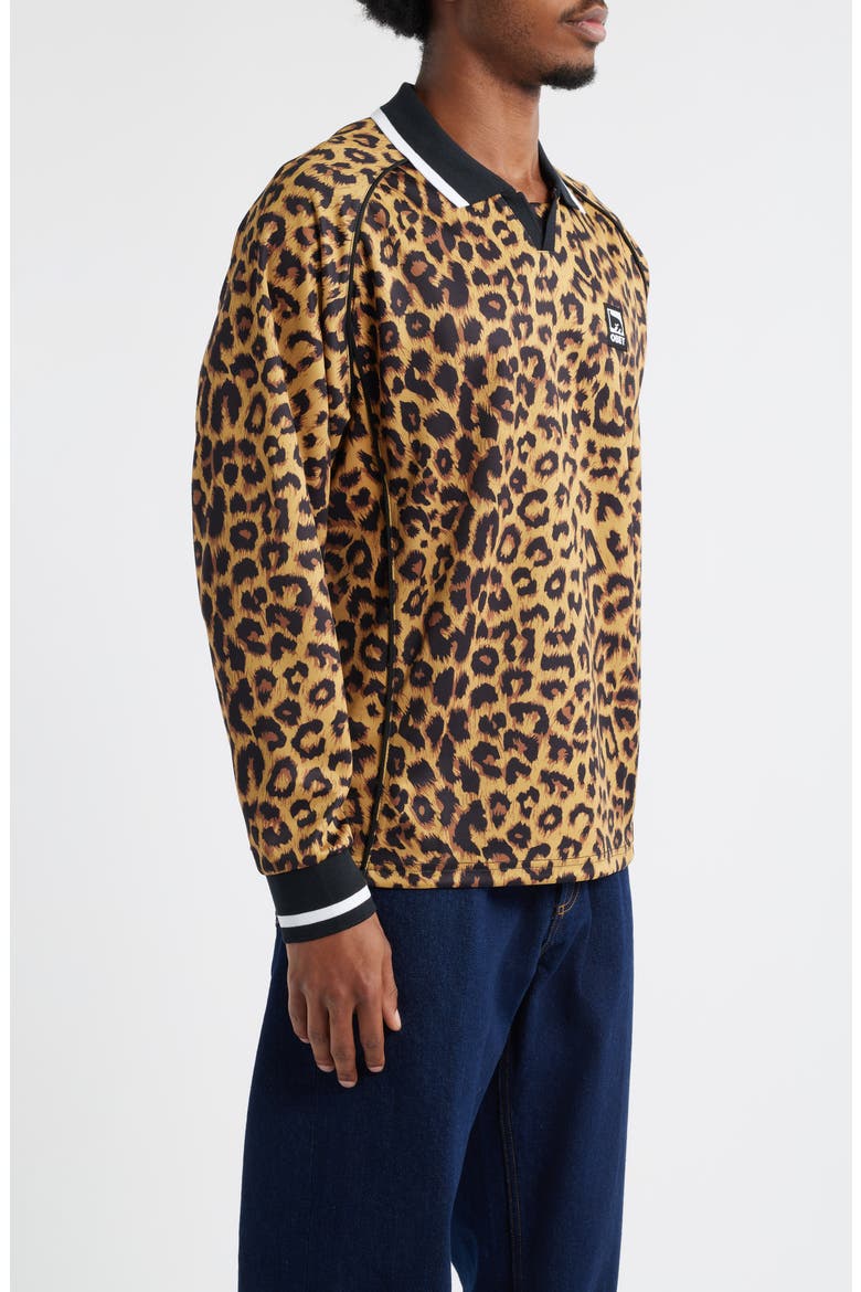 Leopard Print Johnny Collar Soccer Jersey, Alternate, color, LEOPARD MULTI