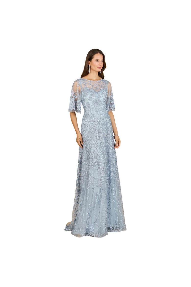 Cape Sleeve Mother's Gown, Main, color, LightBlue