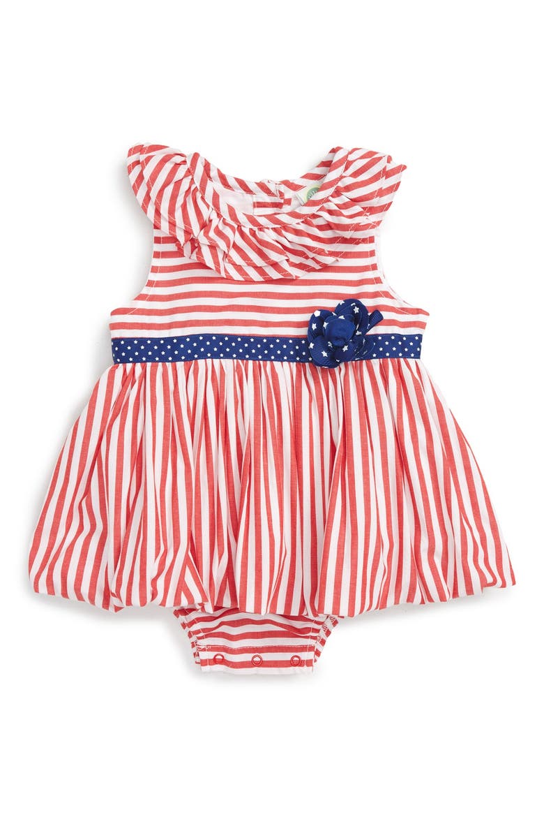Stripe Skirted Bodysuit, Main, color, RED STRIPE