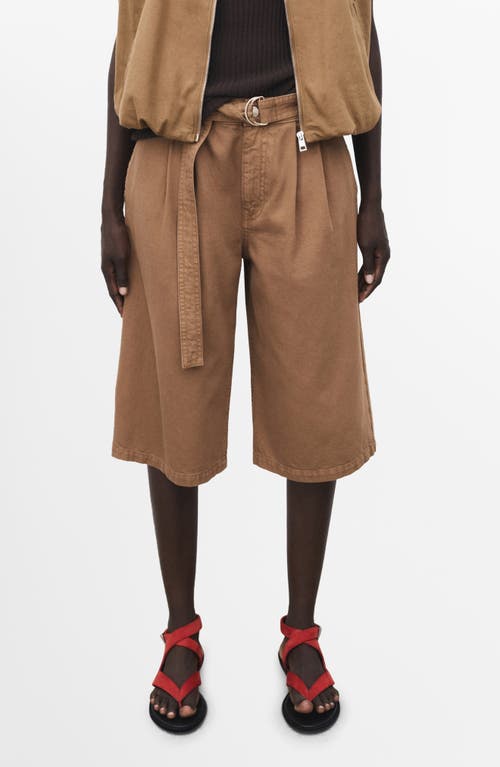 Mango Belted Denim Longer Length Shorts In Brown