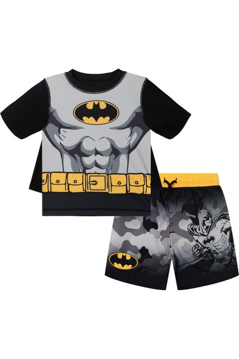 Justice League Batman Rash Guard And Swim Trunks Set (toddler & Little Kid)