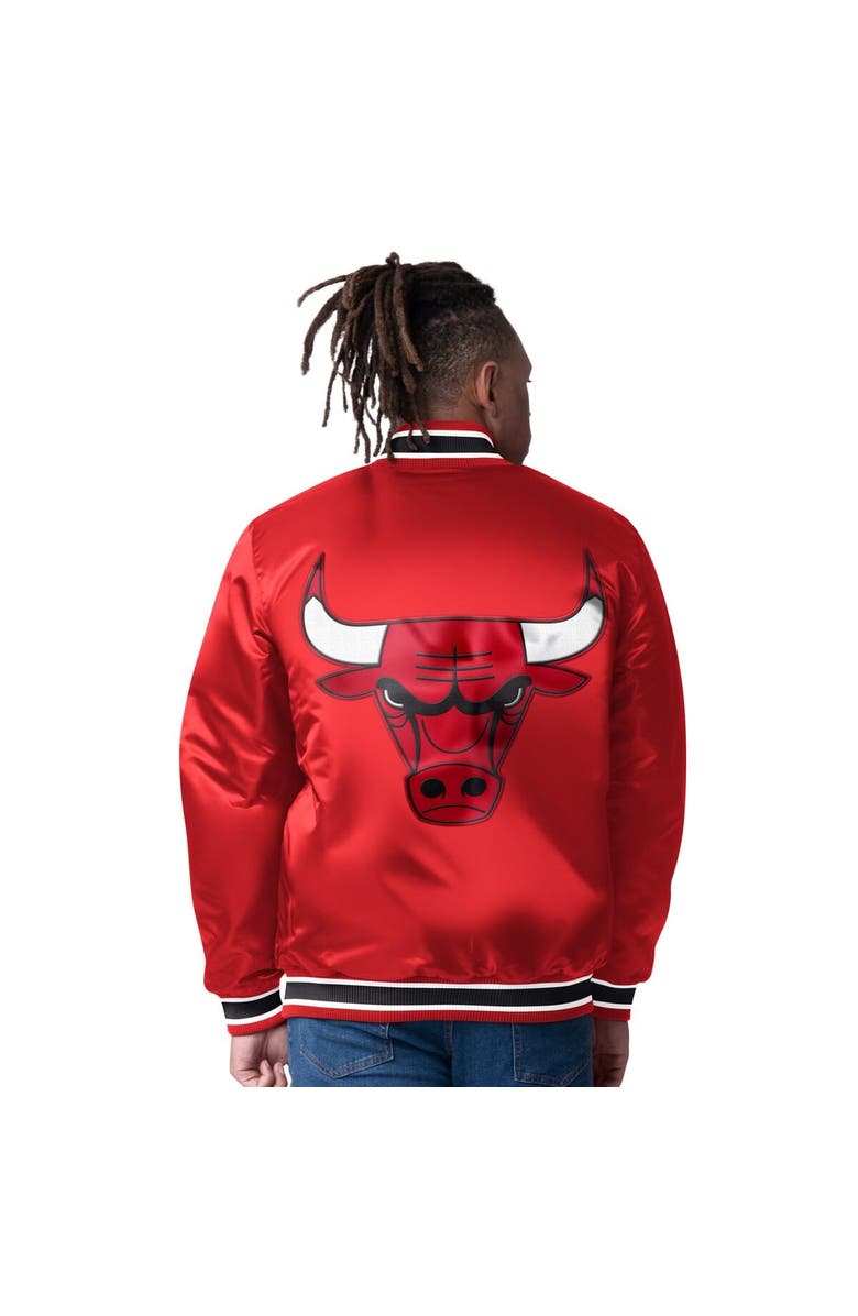 STARTER Men's Starter  Red Chicago Bulls Reversible Satin Full-Snap Varsity Jacket, Alternate, color, 