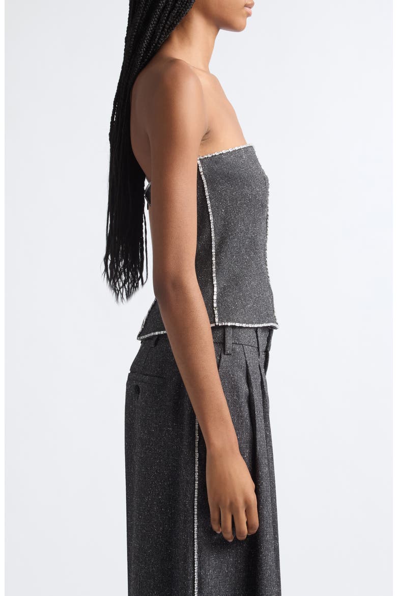 Crystal Trim Strapless Bustier Top, Alternate, color, CHARCOAL