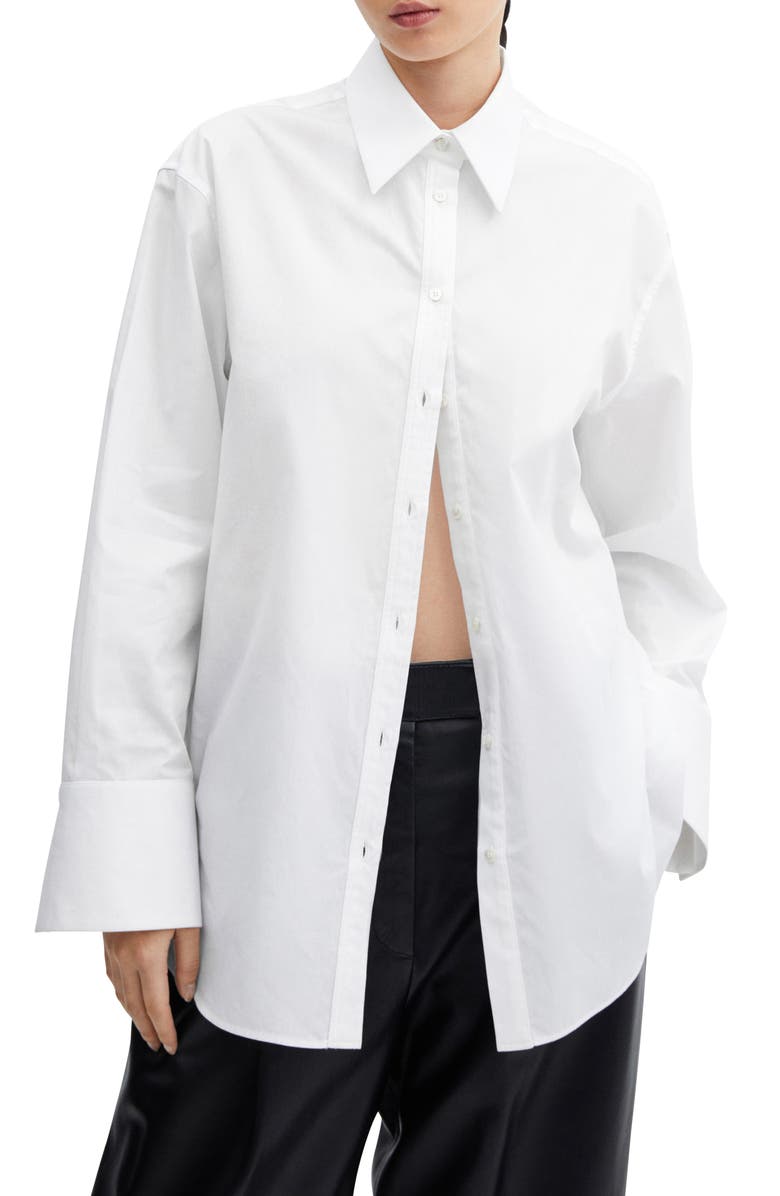 MANGO Oversize Cotton Button-Up Shirt, Main, color, 