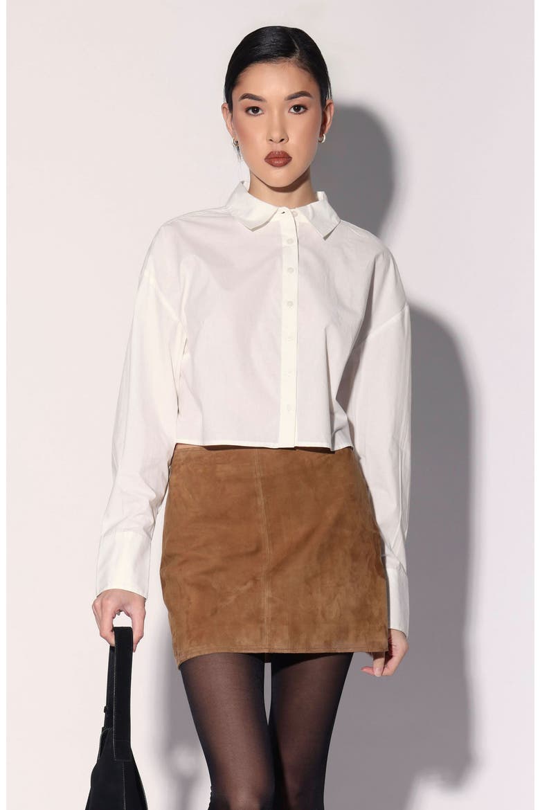 Sidney Suede Leather Skirt, Main, color, Brown