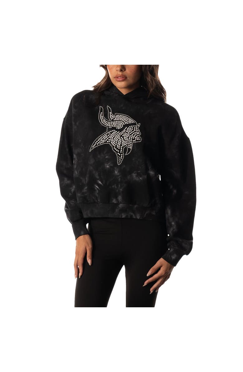 THE WILD COLLECTIVE Women's The Wild Collective  Black Minnesota Vikings Tie-Dye Cropped Pullover Hoodie, Alternate, color, Black