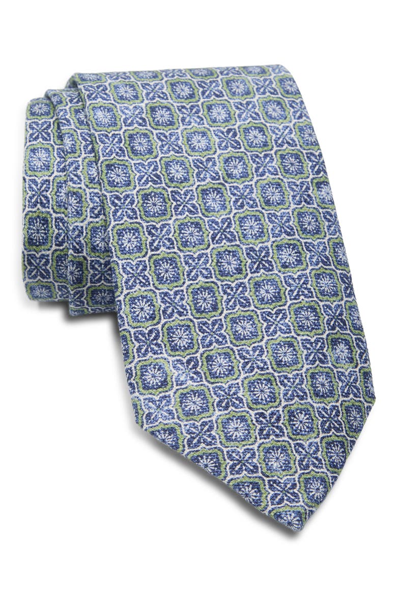 Geometric Silk Tie, Main, color, GREEN