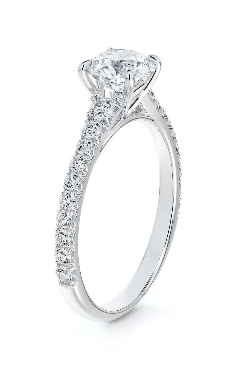 De Beers Forevermark Icon<sup>™</sup> Setting Round Diamond Engagement Ring with Diamond Band, Alternate, color,