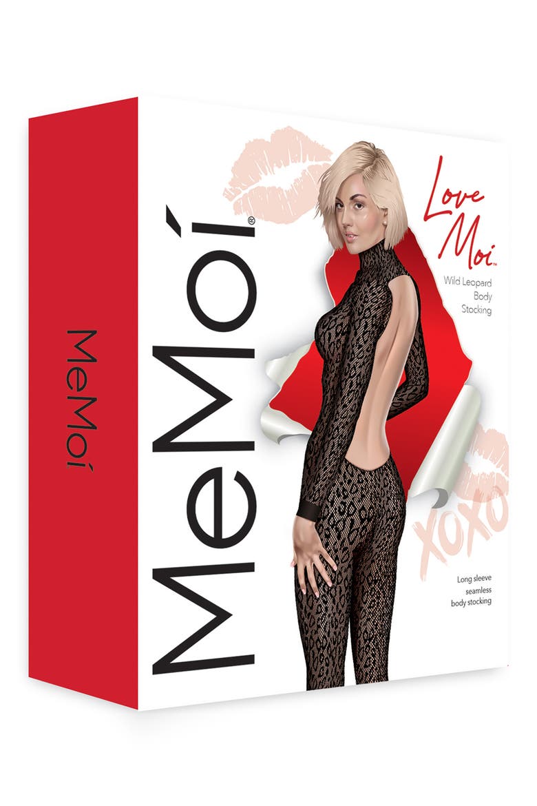 Wild Leopard Seamless Sheer Bodysuit, Alternate, color, BLACK