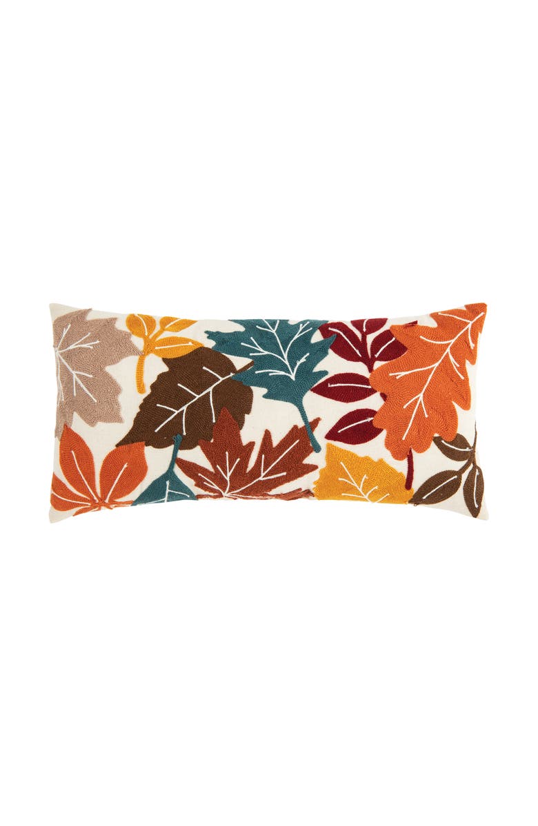 C&F Home Falling Leaves 100% Cotton Handstitched Small Long Accent Pillow 10" x 20", Main, color, 
