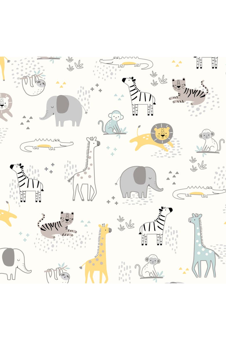 Animal Jungle Soft 100% Cotton Jersey Baby Fitted Crib Sheet, Alternate, color, White Multi