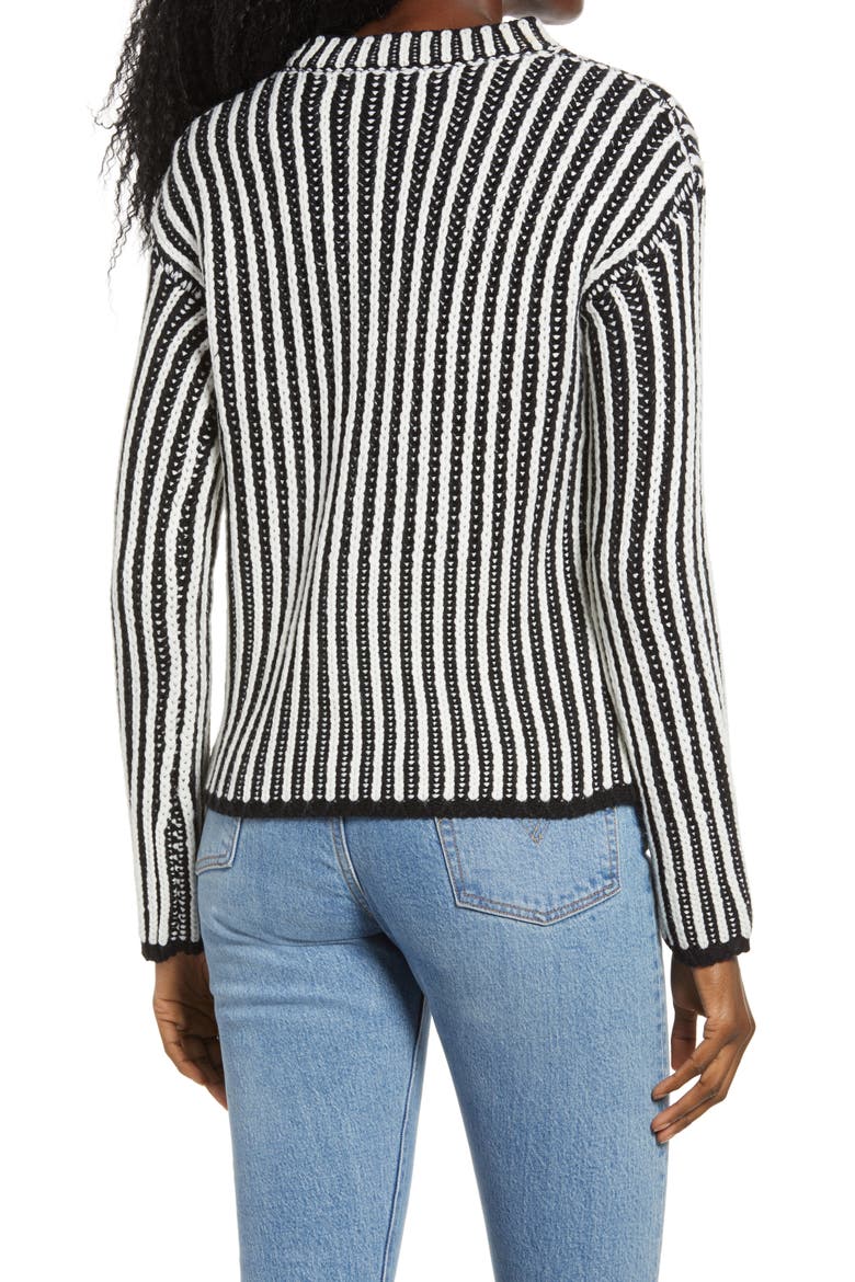 Stripe Mix Color Sweater, Alternate, color, WHITE BLACK COMBO