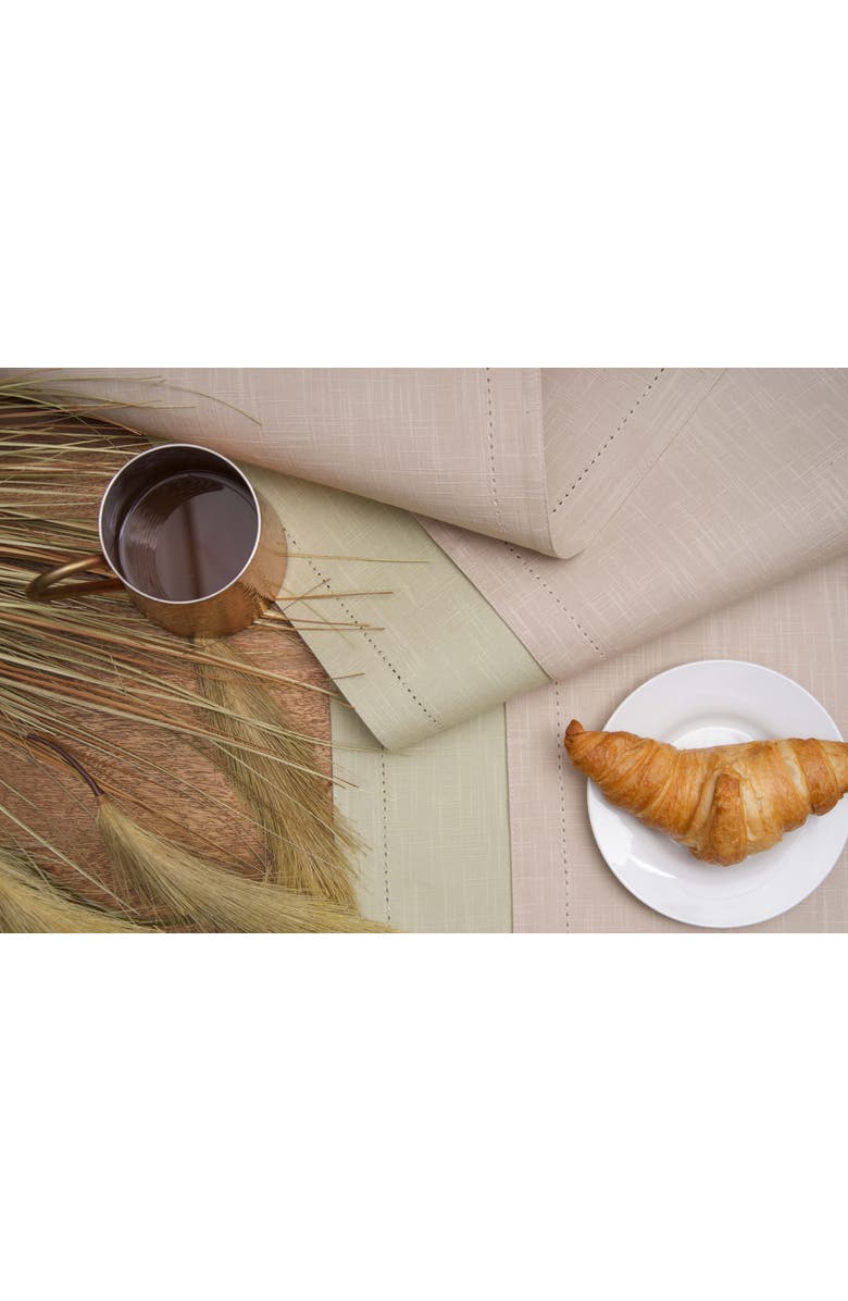 C&F Home Hemstitch Solid Tan 100% Cotton Cloth Table Runner 14" x 72", Alternate, color, Brown