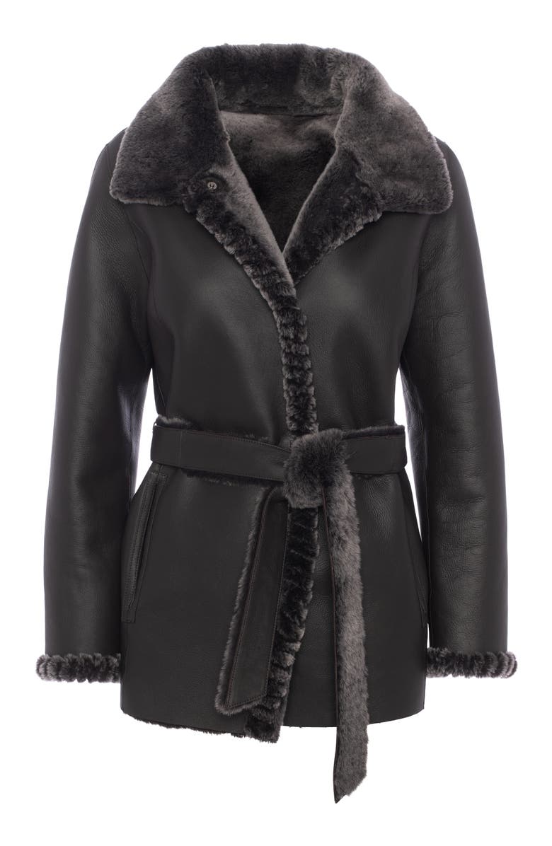 GORSKI Merino Shearling Lamb Jacket With Whipstitch Trim, Alternate, color, Brown Brisa