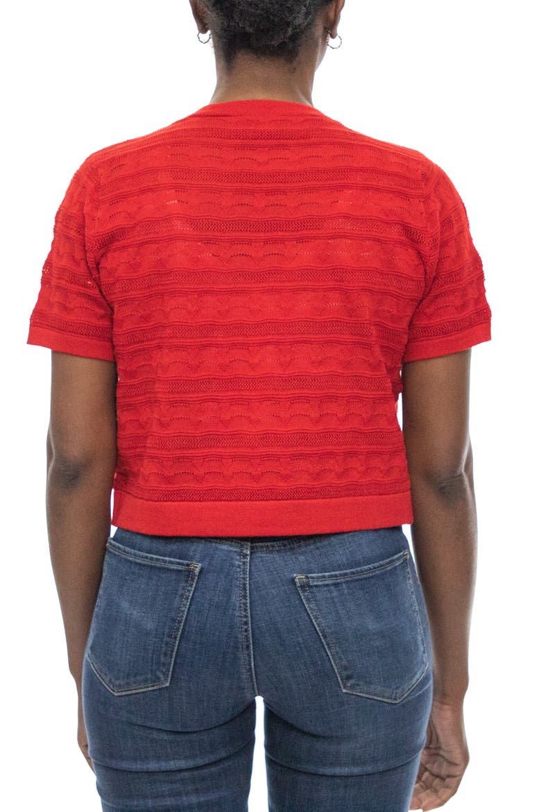 Pointelle Stitch Short Sleeve Bolero, Alternate, color, NINA RED