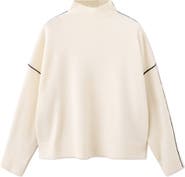 MANGO Piped Mock Neck Sweater