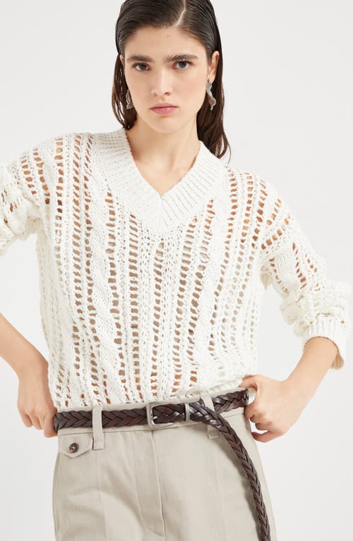Shop Brunello Cucinelli Cable & Mesh Sweater In Panama