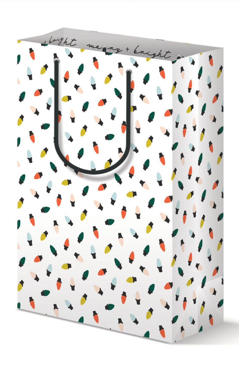 Joy Paper Co. Merry & Bright Holiday Lights Pattern Gift Bag Set of 3, Alternate, color, Holiday Lights Pattern