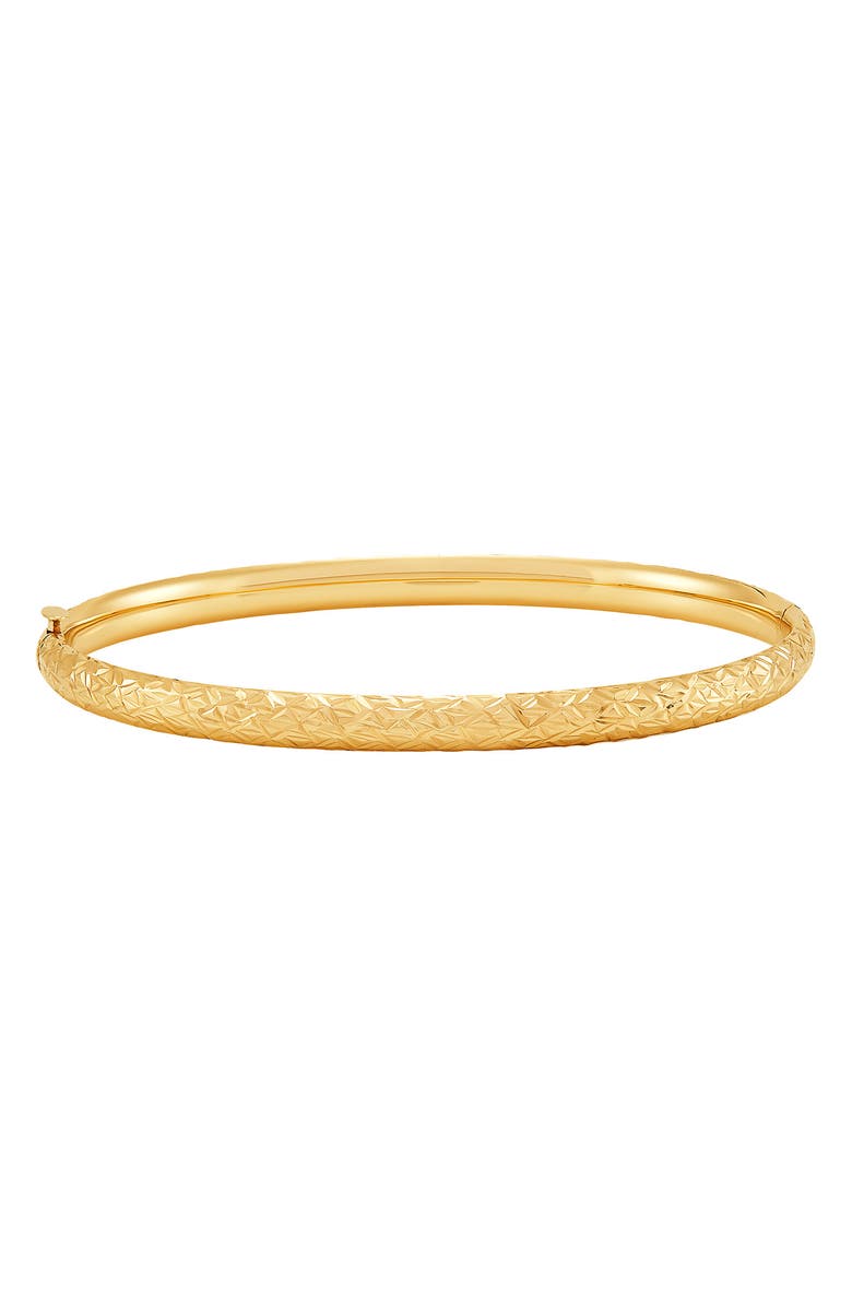 14K Gold Diamond Cut Hinged Bangle Bracelet