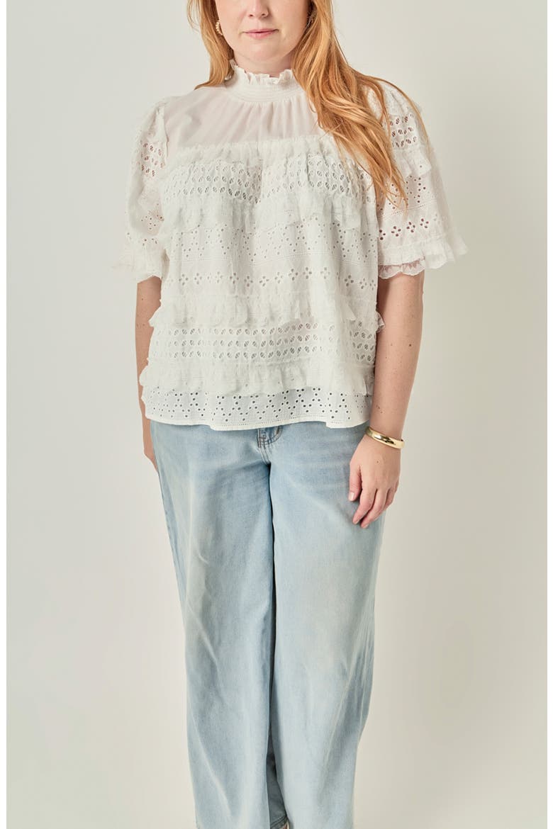 Lace Babydoll Top, Alternate, color, OFF WHITE