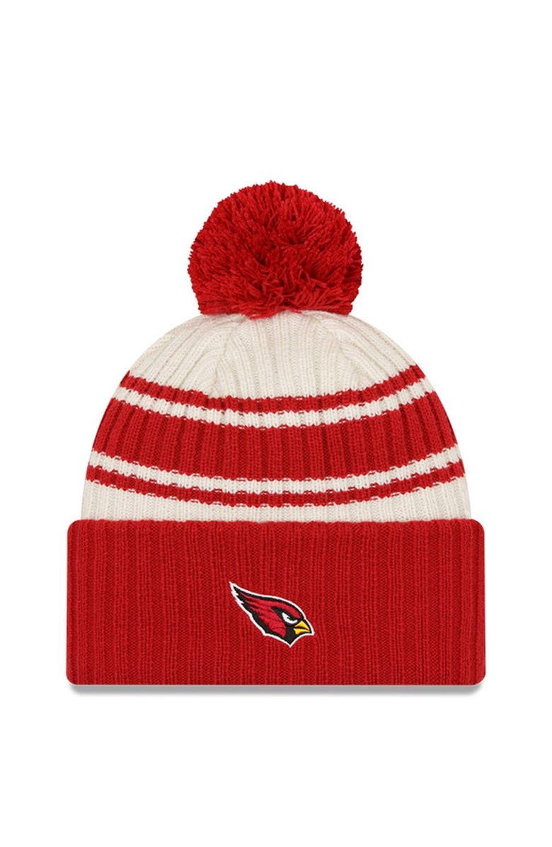 New Era Men's New Era Cream/Cardinal Arizona Cardinals 2022 Sideline Sport Cuffed Pom Knit Hat, Alternate, color, Cream