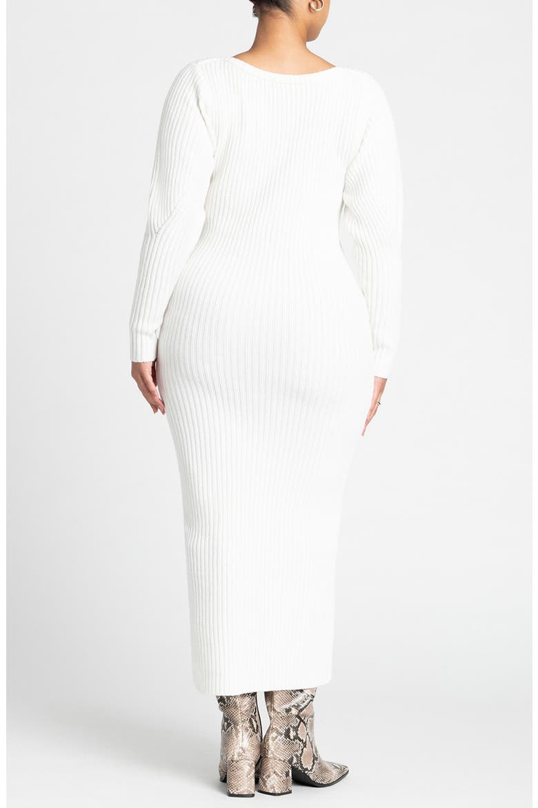 Long Sleeve V-Neck Rib Sweater Dress, Alternate, color, SUGAR SWIZZLE