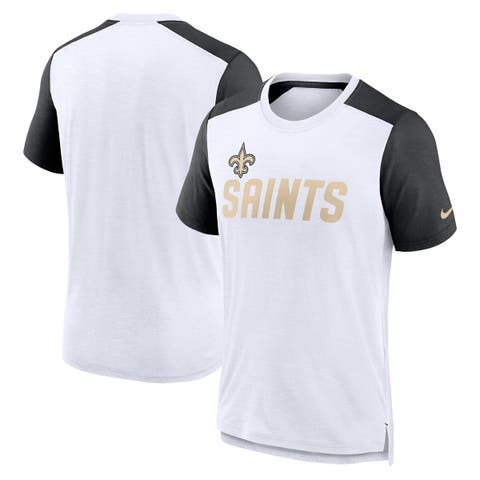 Men's Nike White/Heathered Black New Orleans Saints Color Block Team Name T-Shirt