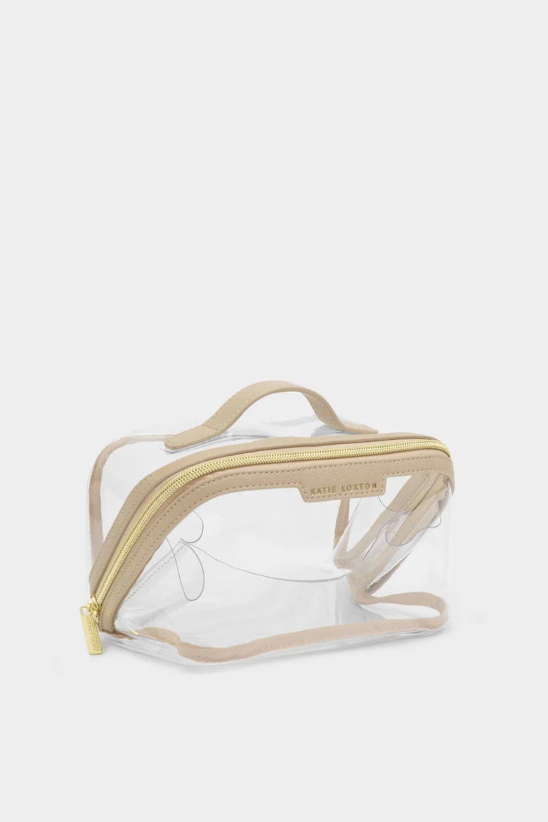Medium Clear Makeup and Toiletry Bag in Light Taupe, Alternate, color, Light Taupe
