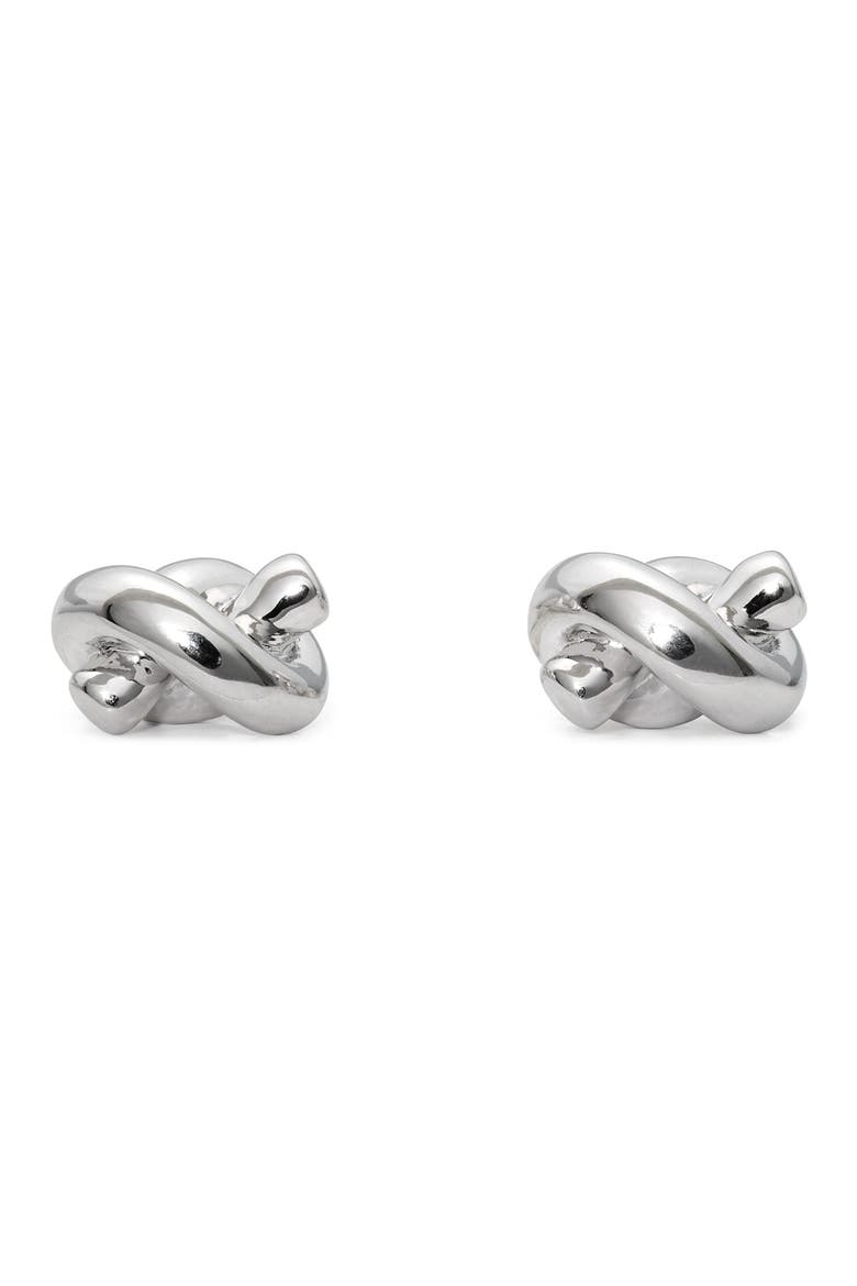sailor's knot stud earrings, Main, color, SILVER
