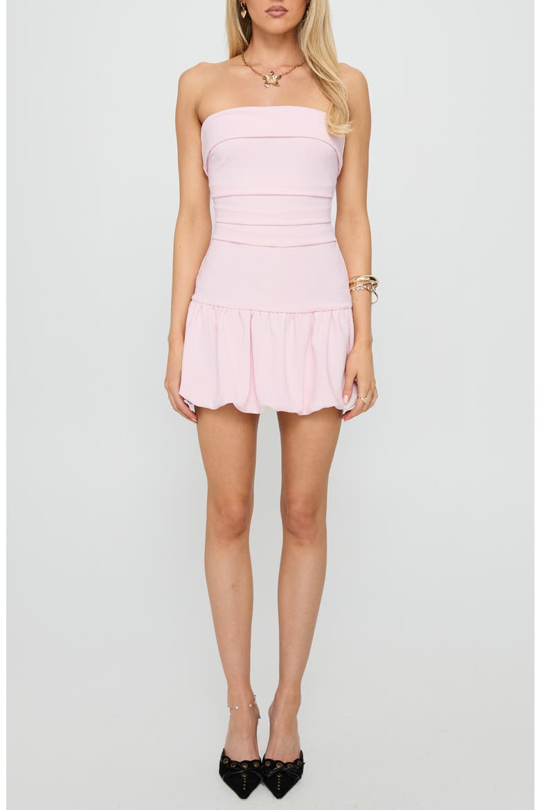 Mousse Strapless Bubble Hem Minidress, Main, color, PINK