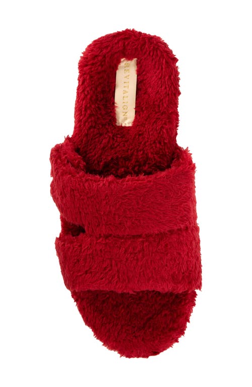 Revitalign Callie High Pile Fleece Slide Slipper In Red