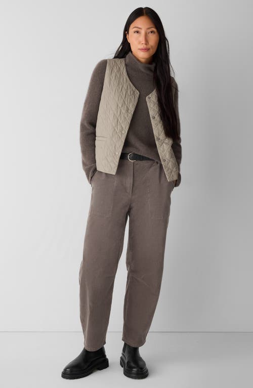 Eileen Fisher Barrel Leg Stretch Organic Cotton Ankle Pants In Brown